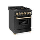 ZLINE Autograph Edition 24" Black Stainless Steel With Gold Accents 2.8 cu. ft. Dual Fuel Range with Gas Stove and Electric Oven