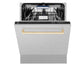 ZLINE Autograph Edition 24" DuraSnow Stainless Steel 3rd Rack Top Control Tall Tub Dishwasher With Gold Handle