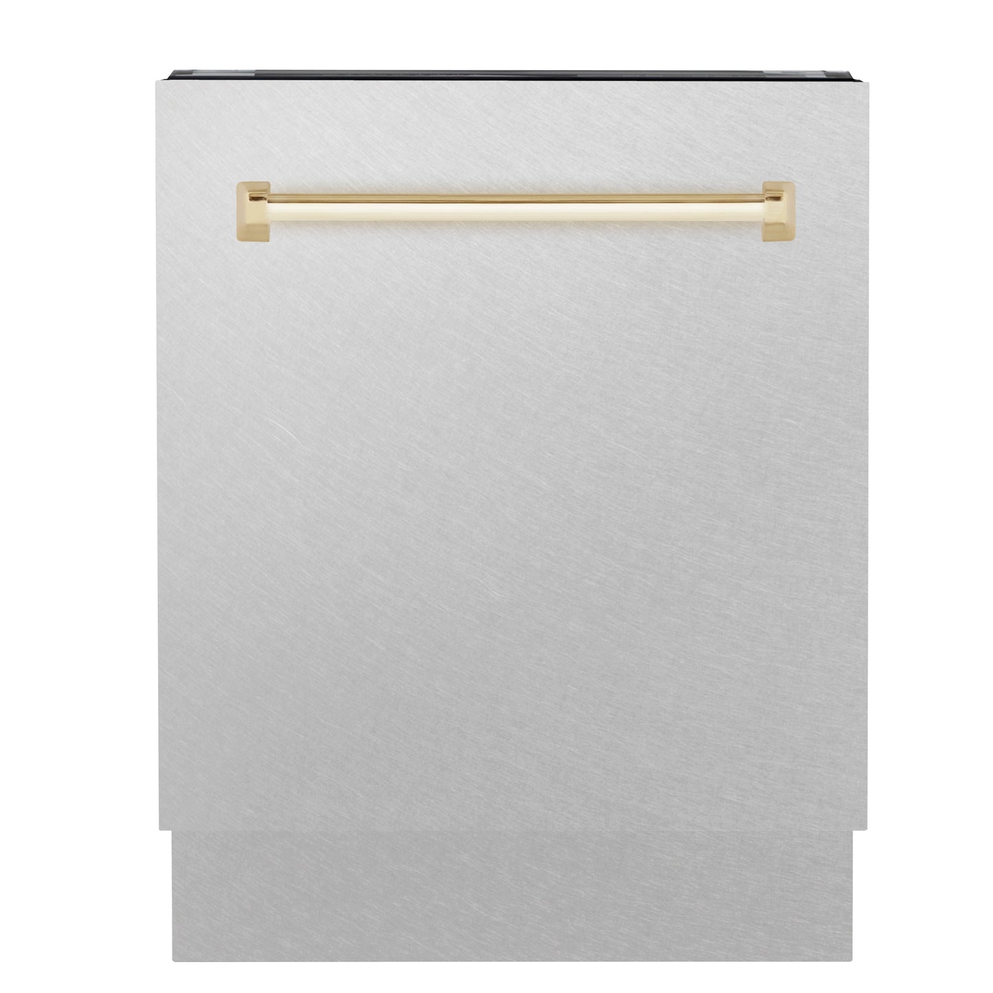 ZLINE Autograph Edition 24" DuraSnow Stainless Steel 3rd Rack Top Control Tall Tub Dishwasher With Gold Handle