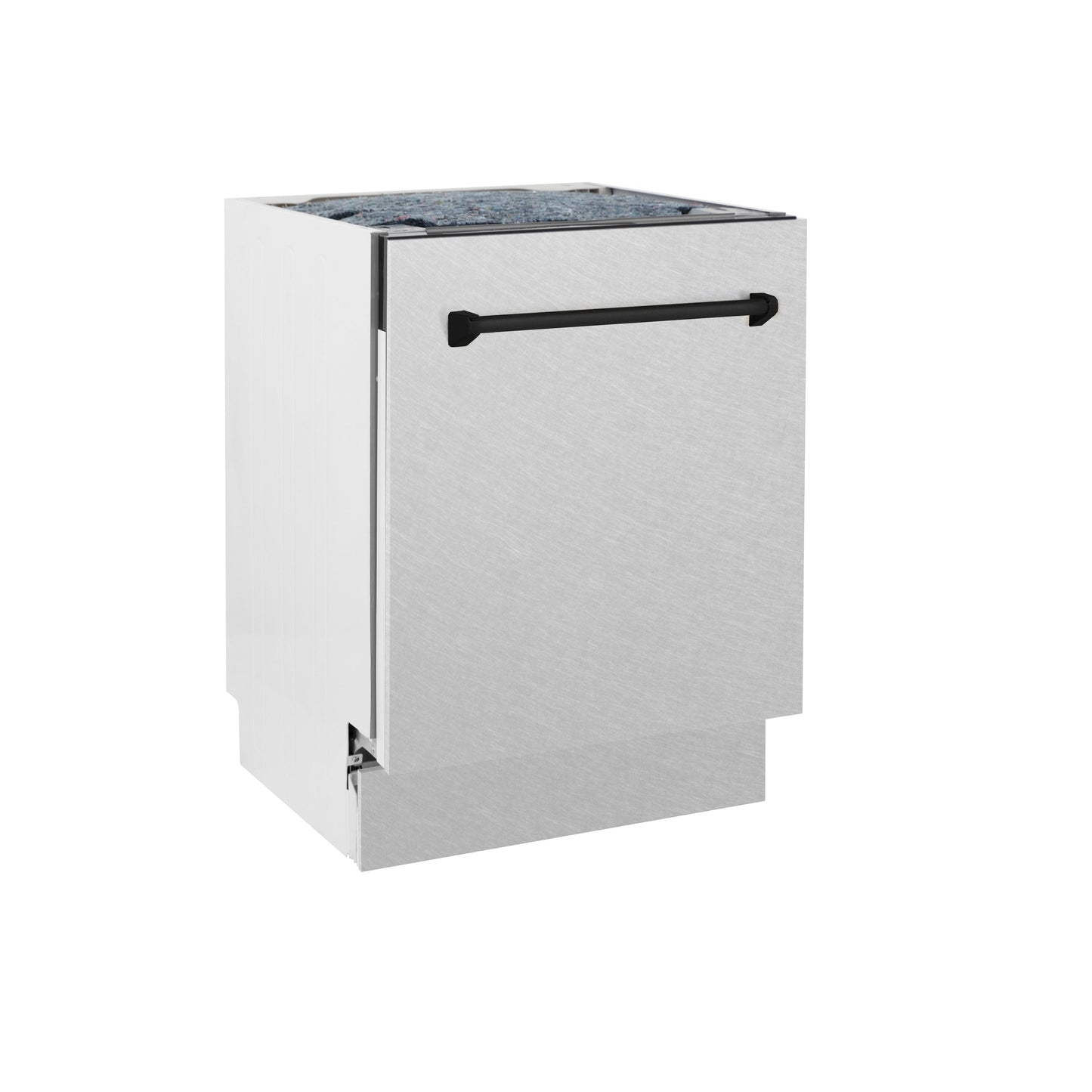 ZLINE Autograph Edition 24" DuraSnow Stainless Steel 3rd Rack Top Control Tall Tub Dishwasher With Matte Black Handle