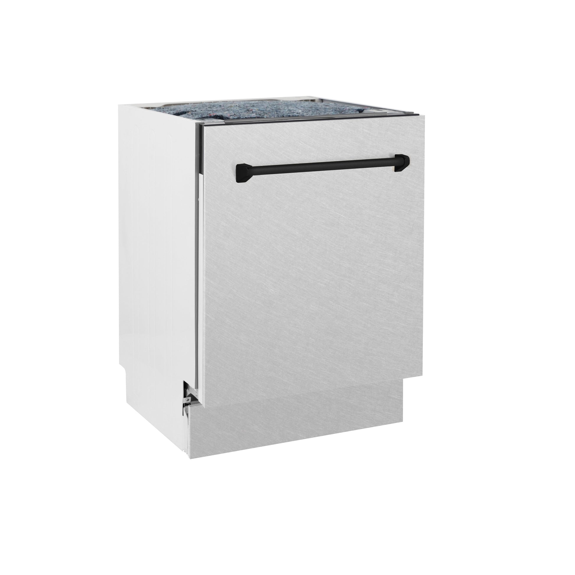 ZLINE Autograph Edition 24" DuraSnow Stainless Steel 3rd Rack Top Control Tall Tub Dishwasher With Matte Black Handle