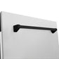 ZLINE Autograph Edition 24" DuraSnow Stainless Steel 3rd Rack Top Control Tall Tub Dishwasher With Matte Black Handle