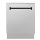 ZLINE Autograph Edition 24" DuraSnow Stainless Steel 3rd Rack Top Control Tall Tub Dishwasher With Matte Black Handle