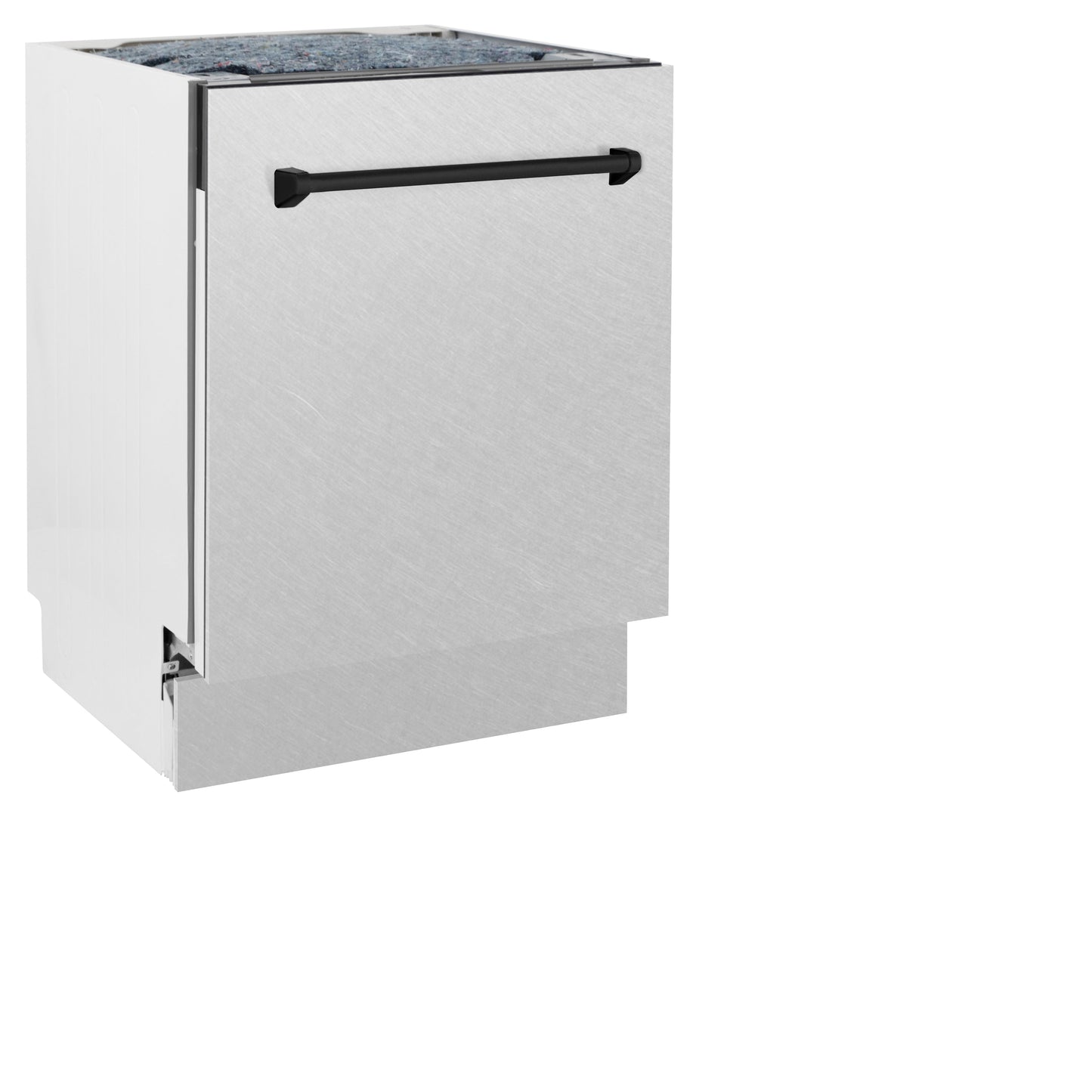 ZLINE Autograph Edition 24" DuraSnow Stainless Steel 3rd Rack Top Control Tall Tub Dishwasher With Matte Black Handle