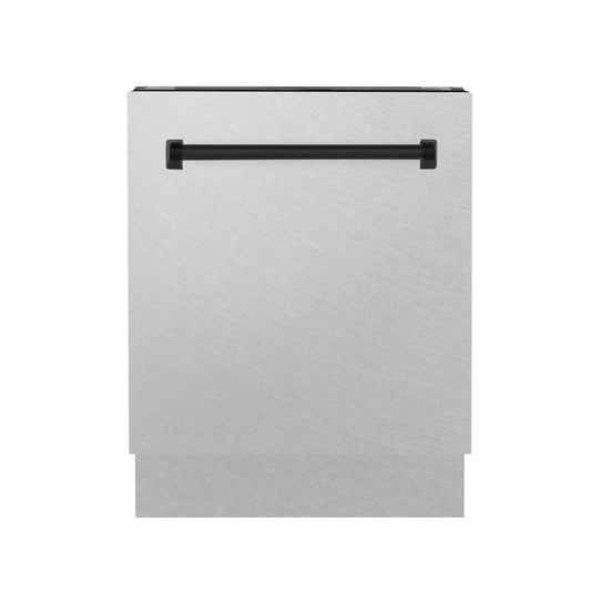 ZLINE Autograph Edition 24" DuraSnow Stainless Steel 3rd Rack Top Control Tall Tub Dishwasher With Matte Black Handle