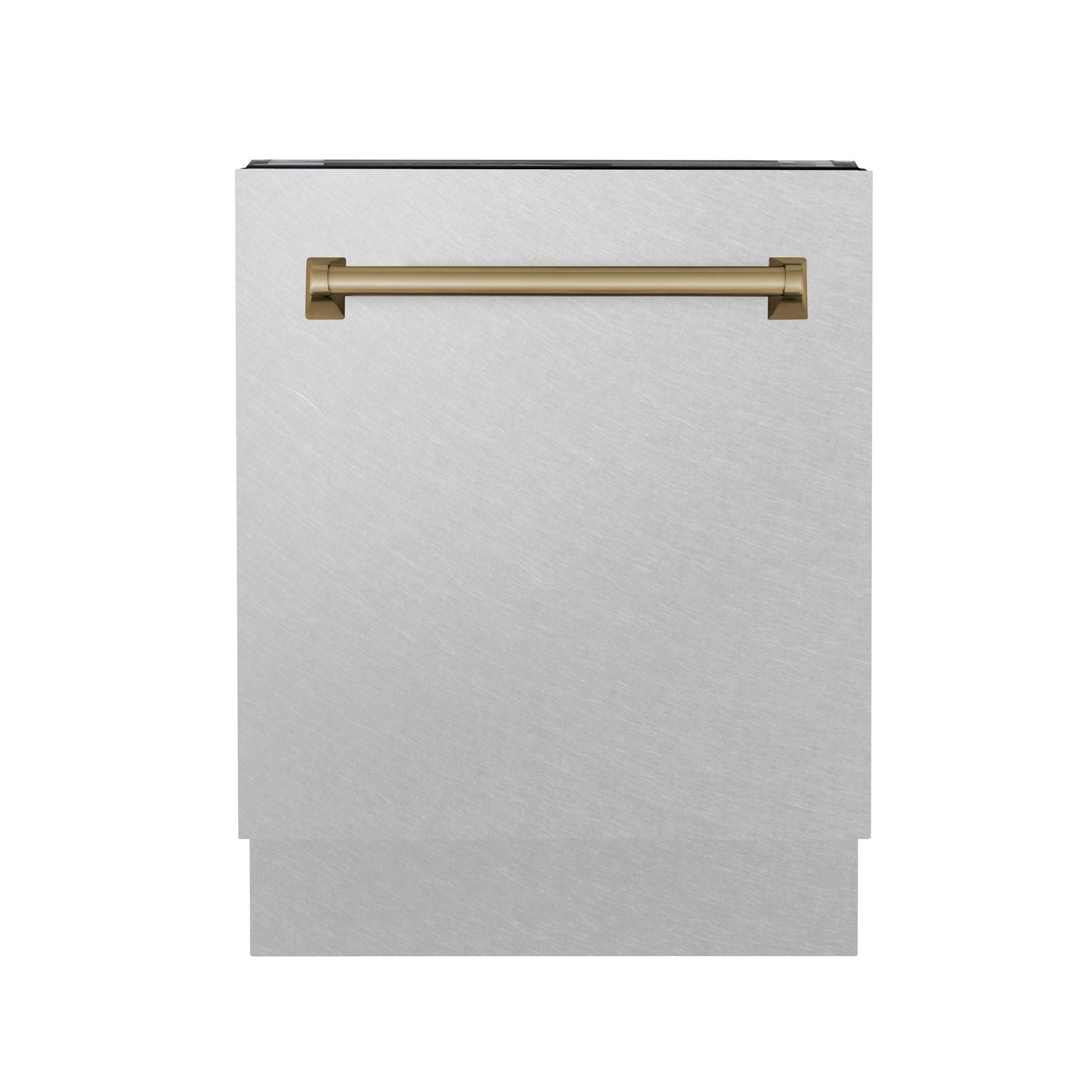 ZLINE Autograph Edition 24" DuraSnow Stainless Steel 3rd Rack Top Control Tall Tub Dishwasher with Champagne Bronze Handle