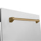 ZLINE Autograph Edition 24" DuraSnow Stainless Steel 3rd Rack Top Control Tall Tub Dishwasher with Champagne Bronze Handle