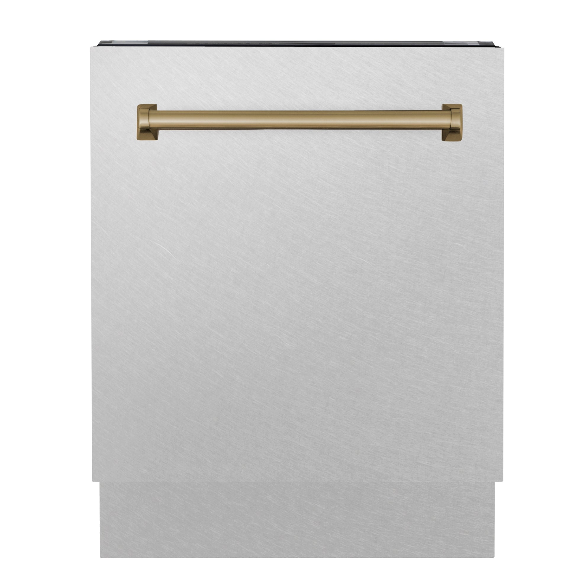 ZLINE Autograph Edition 24" DuraSnow Stainless Steel 3rd Rack Top Control Tall Tub Dishwasher with Champagne Bronze Handle