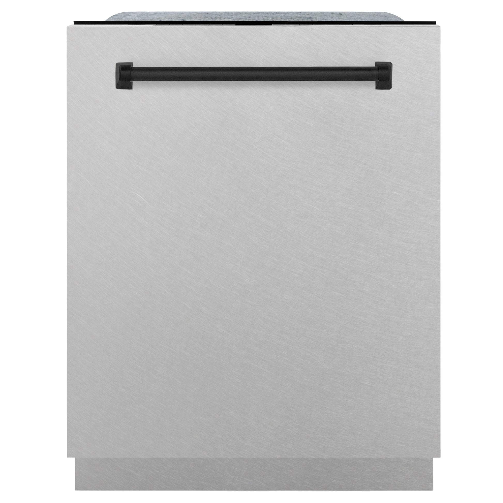 ZLINE Autograph Edition 24" DuraSnow Stainless Steel 3rd Rack Top Control Tall Tub Dishwasher with Matte Black Handle