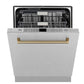 ZLINE Autograph Edition 24" DuraSnow Stainless Steel 3rd Rack Top Touch Control Tall Tub Dishwasher With Champagne Bronze Handle