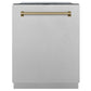 ZLINE Autograph Edition 24" DuraSnow Stainless Steel 3rd Rack Top Touch Control Tall Tub Dishwasher With Champagne Bronze Handle