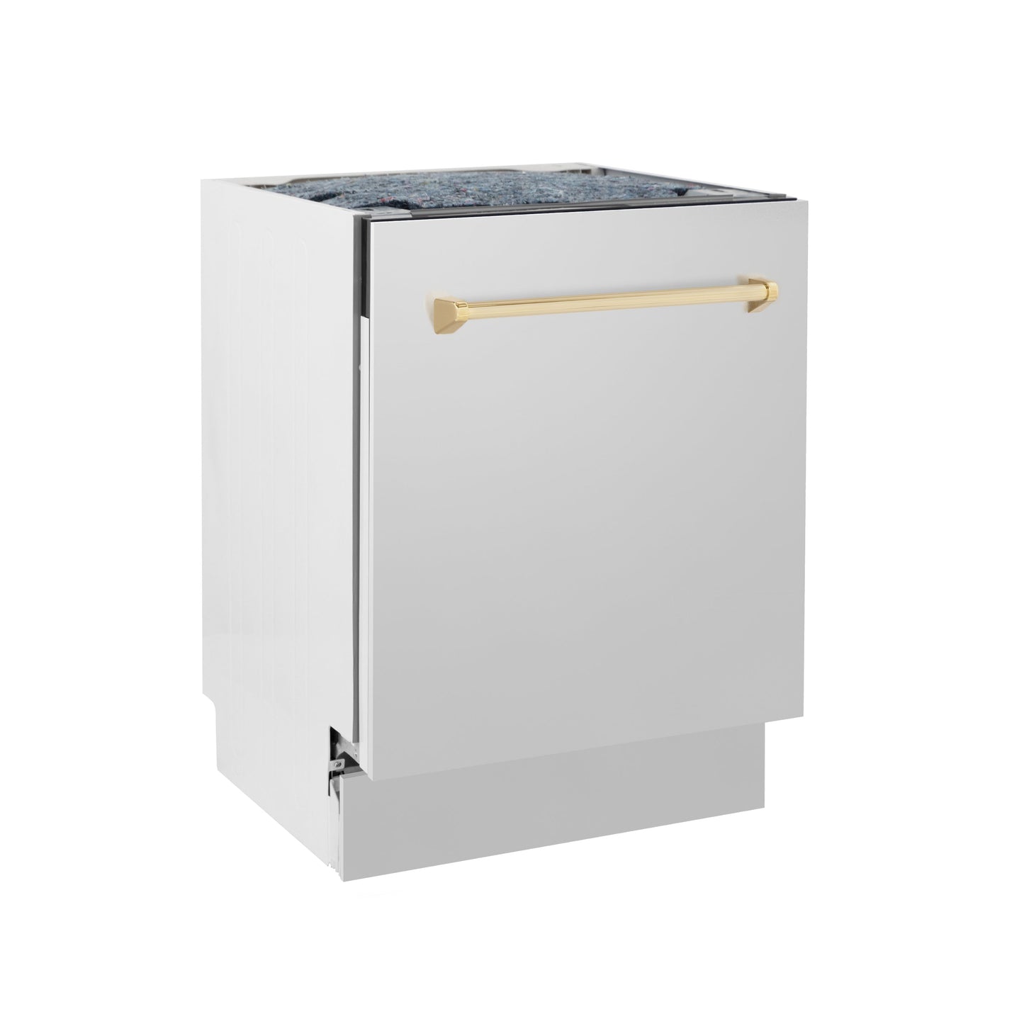 ZLINE Autograph Edition 24" Stainless Steel 3rd Rack Top Control Tall Tub Dishwasher With Gold Handle