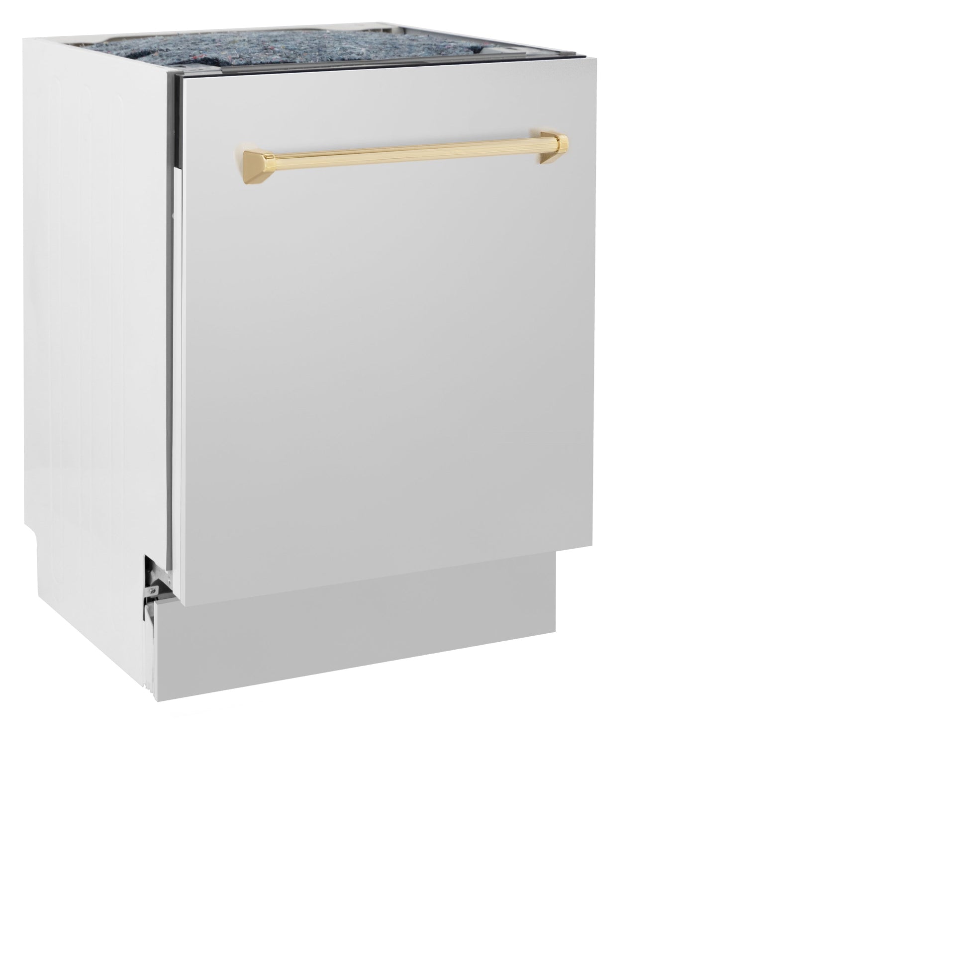 ZLINE Autograph Edition 24" Stainless Steel 3rd Rack Top Control Tall Tub Dishwasher With Gold Handle