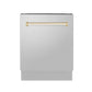 ZLINE Autograph Edition 24" Stainless Steel 3rd Rack Top Control Tall Tub Dishwasher With Gold Handle