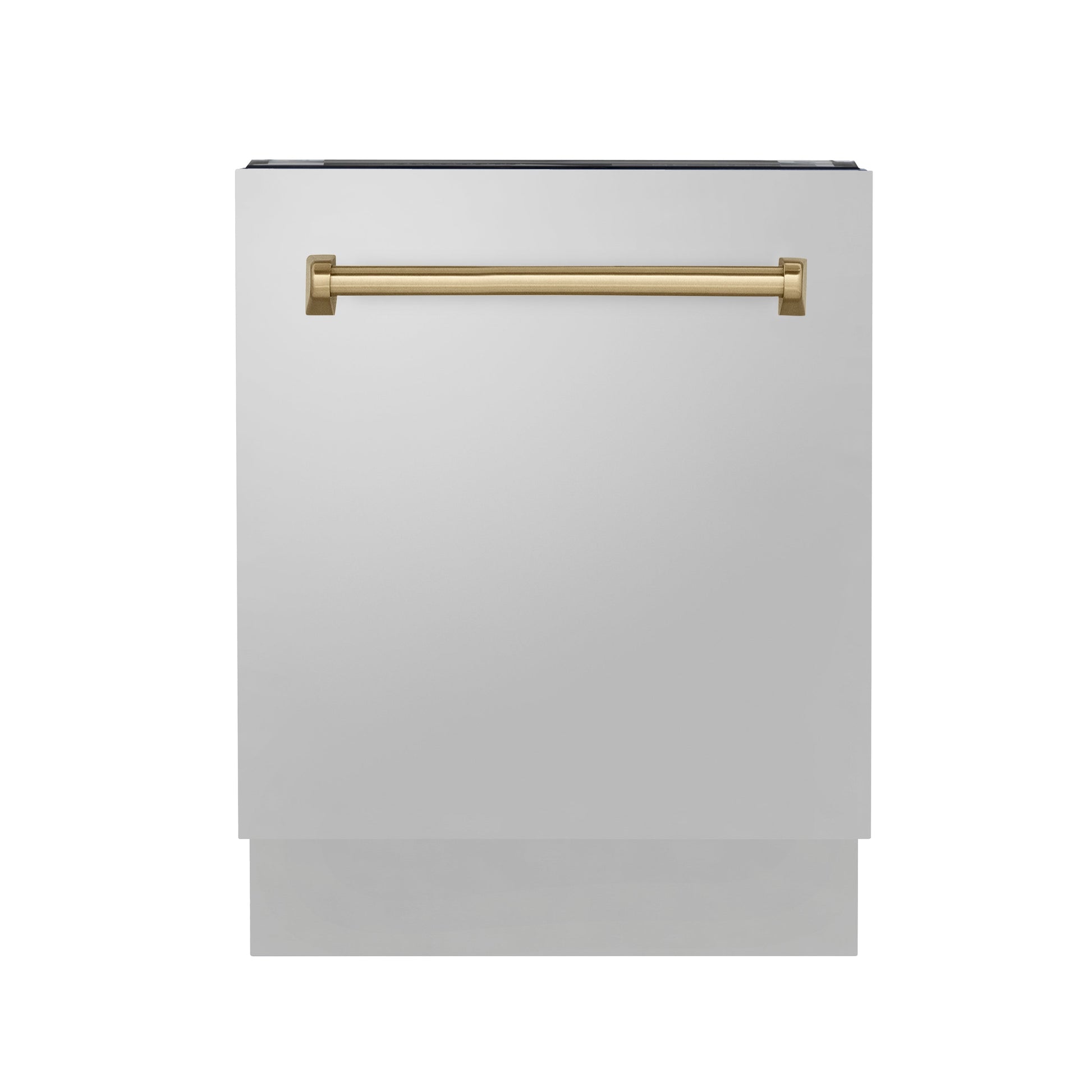 ZLINE Autograph Edition 24" Stainless Steel 3rd Rack Top Control Tall Tub Dishwasher with Champagne Bronze Handle