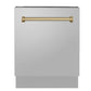 ZLINE Autograph Edition 24" Stainless Steel 3rd Rack Top Control Tall Tub Dishwasher with Champagne Bronze Handle