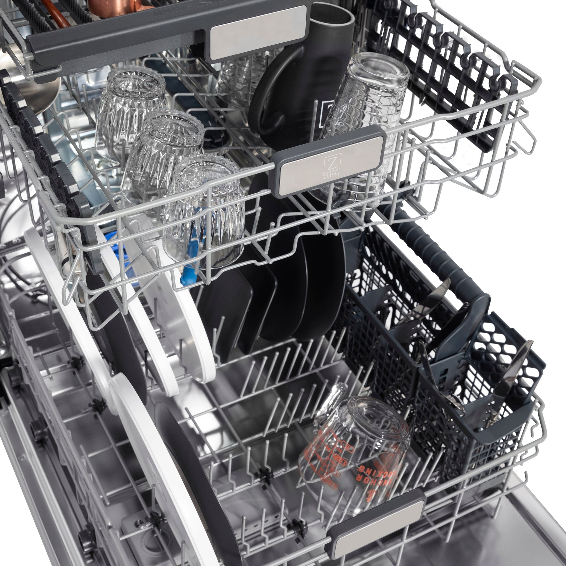 ZLINE Autograph Edition 24" Stainless Steel 3rd Rack Top Control Tall Tub Dishwasher with Matte Black Handle