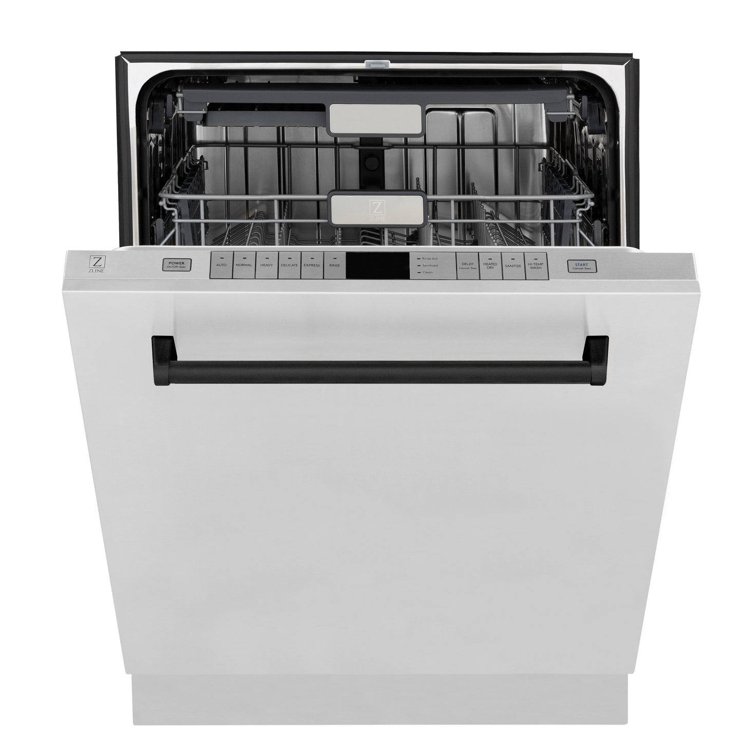 ZLINE Autograph Edition 24" Stainless Steel 3rd Rack Top Control Tall Tub Dishwasher with Matte Black Handle