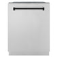 ZLINE Autograph Edition 24" Stainless Steel 3rd Rack Top Control Tall Tub Dishwasher with Matte Black Handle