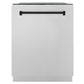 ZLINE Autograph Edition 24" Stainless Steel 3rd Rack Top Control Tall Tub Dishwasher with Matte Black Handle