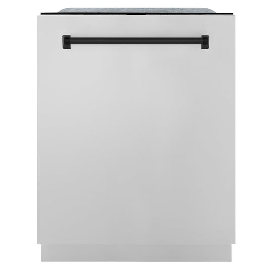 ZLINE Autograph Edition 24" Stainless Steel 3rd Rack Top Control Tall Tub Dishwasher with Matte Black Handle