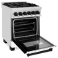 ZLINE Autograph Edition 24" Stainless Steel 4 Burner Dual Fuel Range White Matte Door, Matte Black Accents and 2.8 cu. ft. Electric Oven