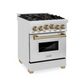 ZLINE Autograph Edition 24" Stainless Steel 4 Burner Dual Fuel Range With Champagne Bronze Accents and 2.8 cu. ft. Electric Oven