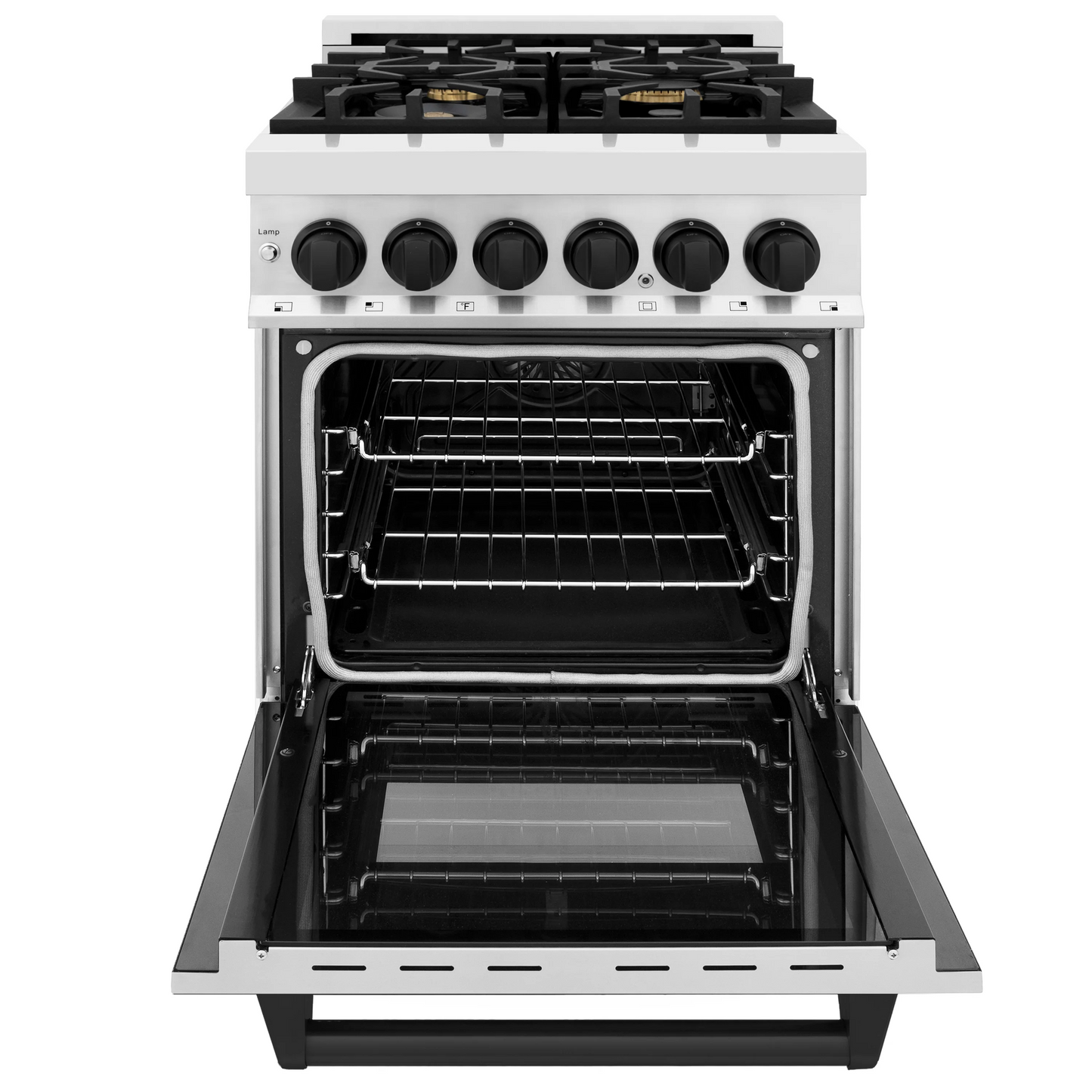 ZLINE Autograph Edition 24" Stainless Steel and Matte Black Accents 4 Burner Dual Fuel Range With 2.8 cu. ft. Electric Oven