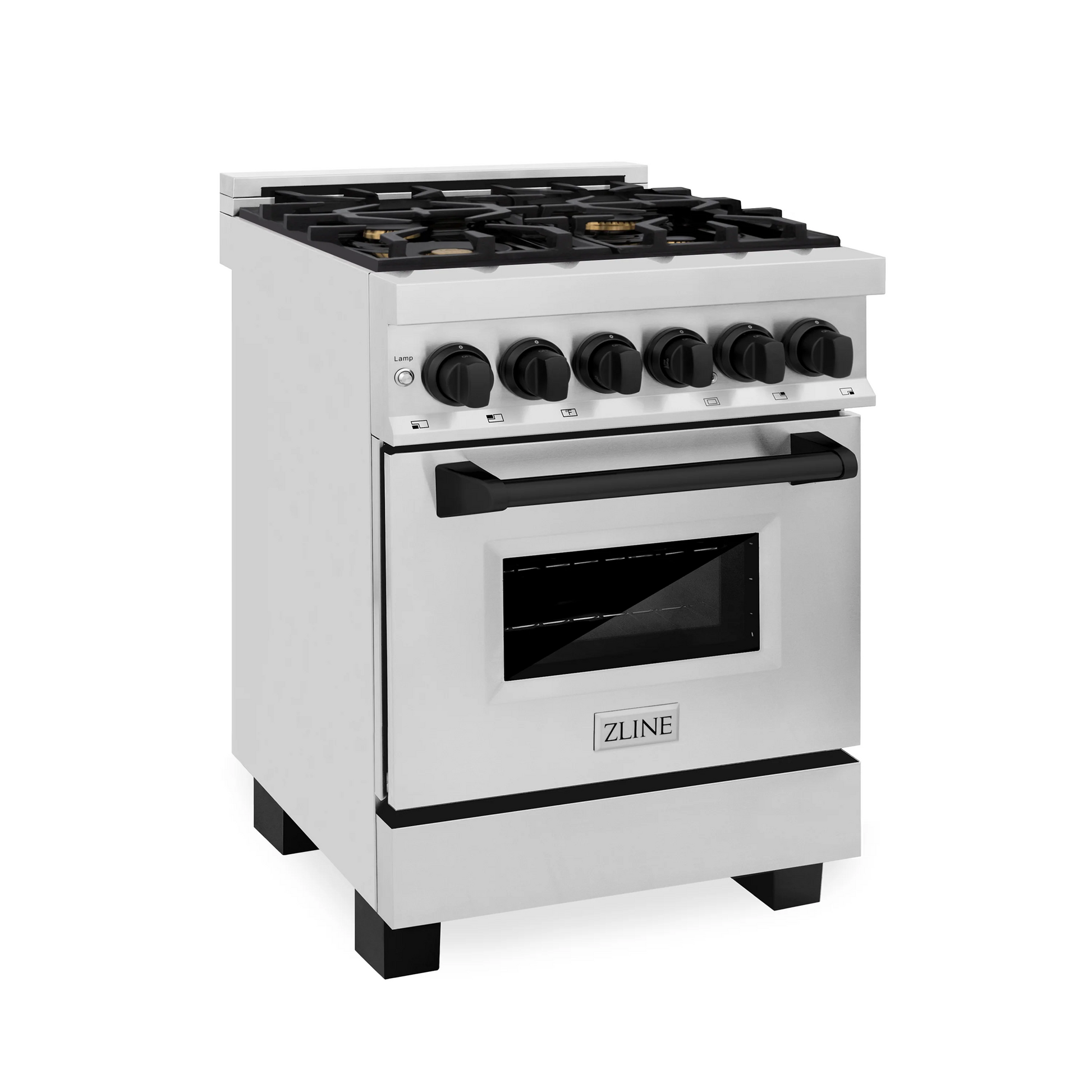 ZLINE Autograph Edition 24" Stainless Steel and Matte Black Accents 4 Burner Dual Fuel Range With 2.8 cu. ft. Electric Oven