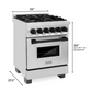 ZLINE Autograph Edition 24" Stainless Steel and Matte Black Accents 4 Burner Dual Fuel Range With 2.8 cu. ft. Electric Oven