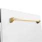 ZLINE Autograph Edition 24" White Matte 3rd Rack Top Control Tall Tub Dishwasher With Gold Handle