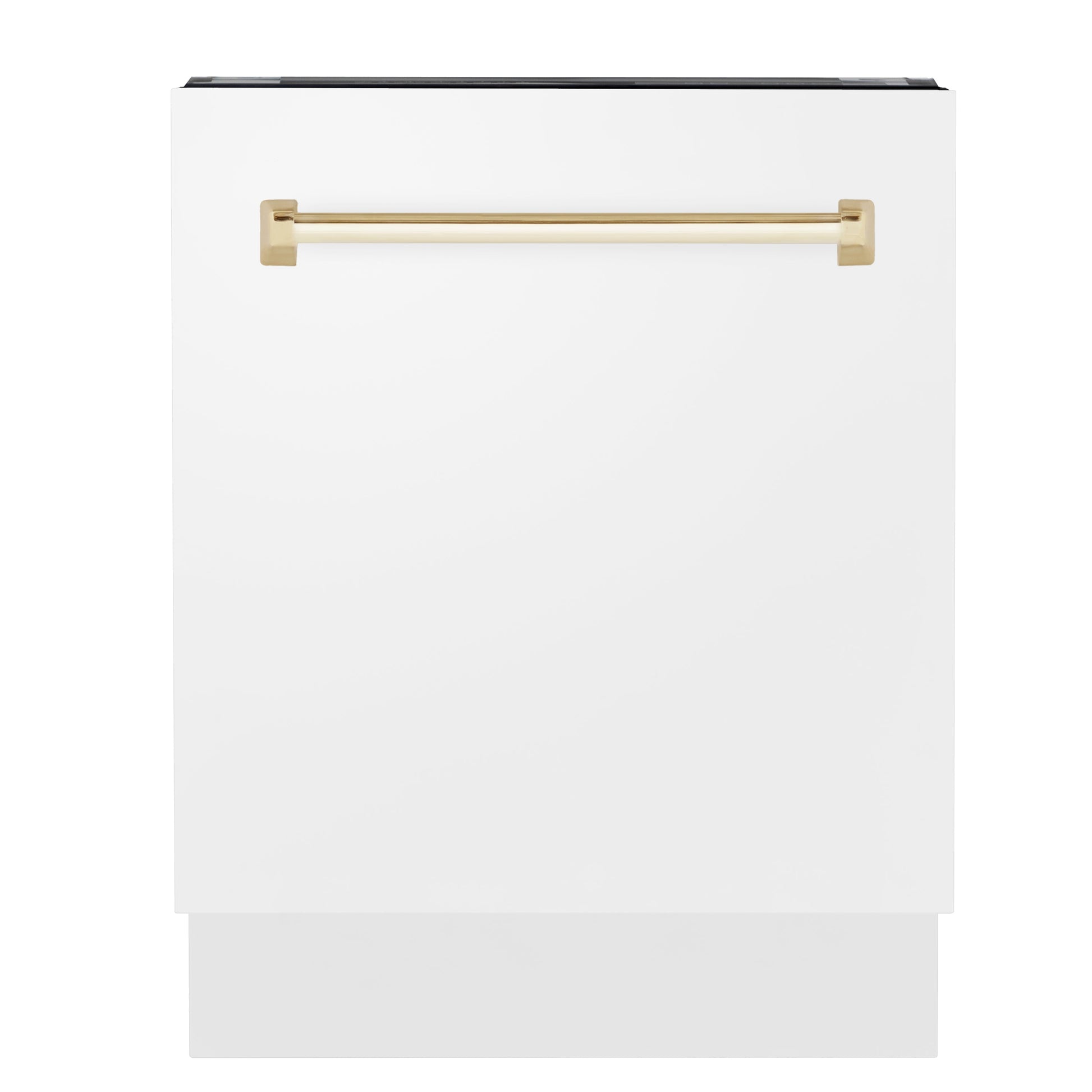 ZLINE Autograph Edition 24" White Matte 3rd Rack Top Control Tall Tub Dishwasher With Gold Handle