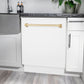 ZLINE Autograph Edition 24" White Matte 3rd Rack Top Control Tall Tub Dishwasher With Gold Handle