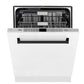 ZLINE Autograph Edition 24" White Matte 3rd Rack Top Control Tall Tub Dishwasher With Matte Black Handle