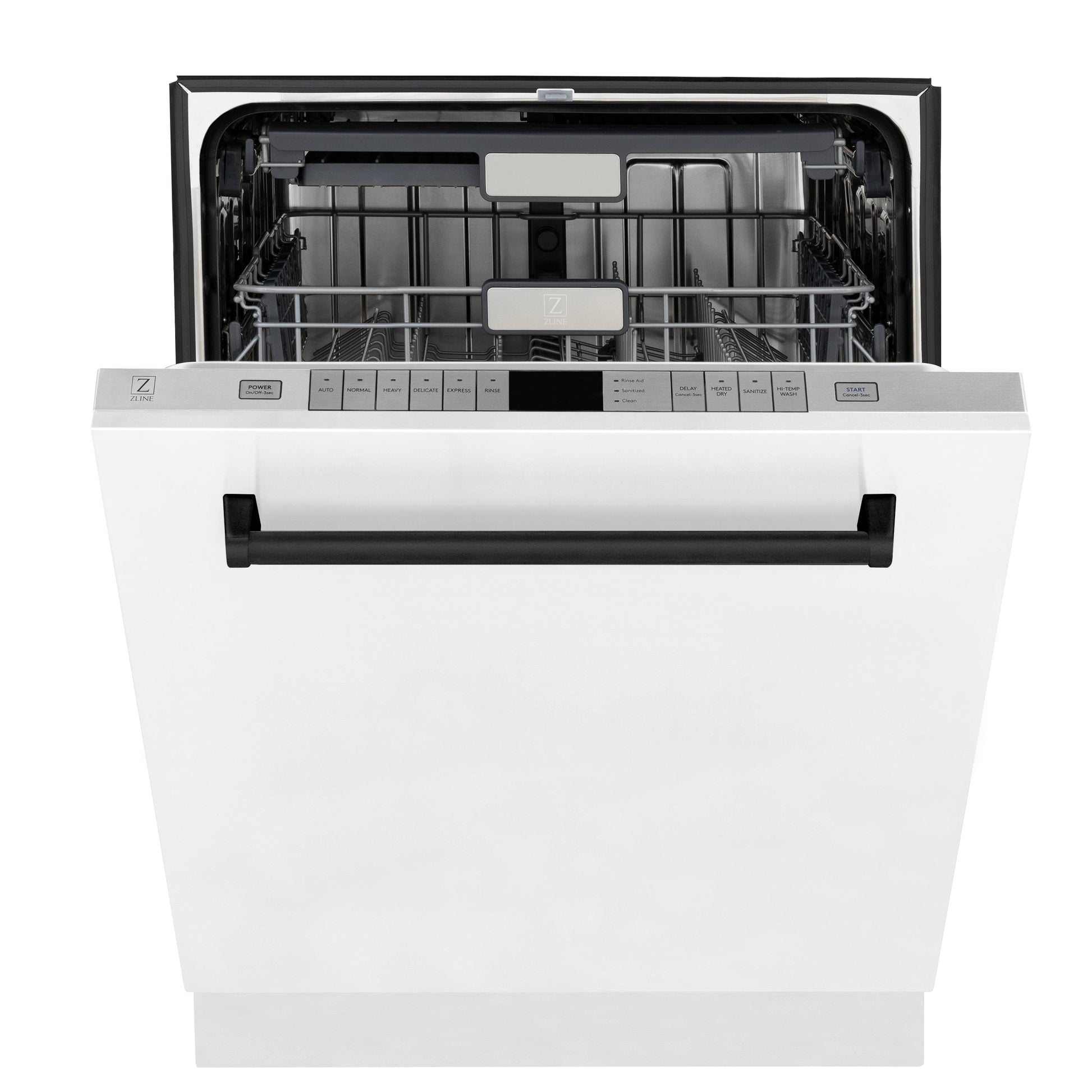 ZLINE Autograph Edition 24" White Matte 3rd Rack Top Control Tall Tub Dishwasher With Matte Black Handle