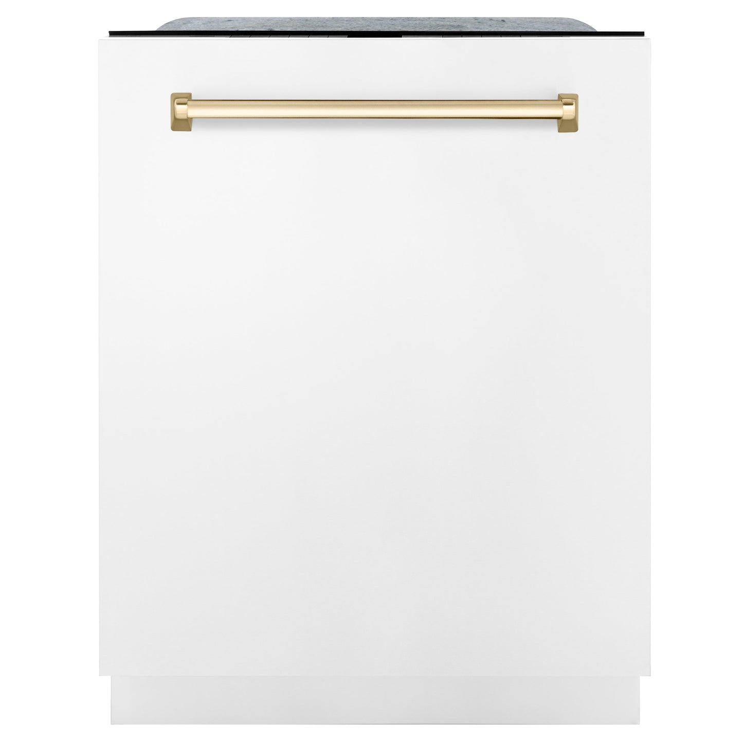 ZLINE Autograph Edition 24" White Matte 3rd Rack Top Touch Control Tall Tub Dishwasher With Gold Handle