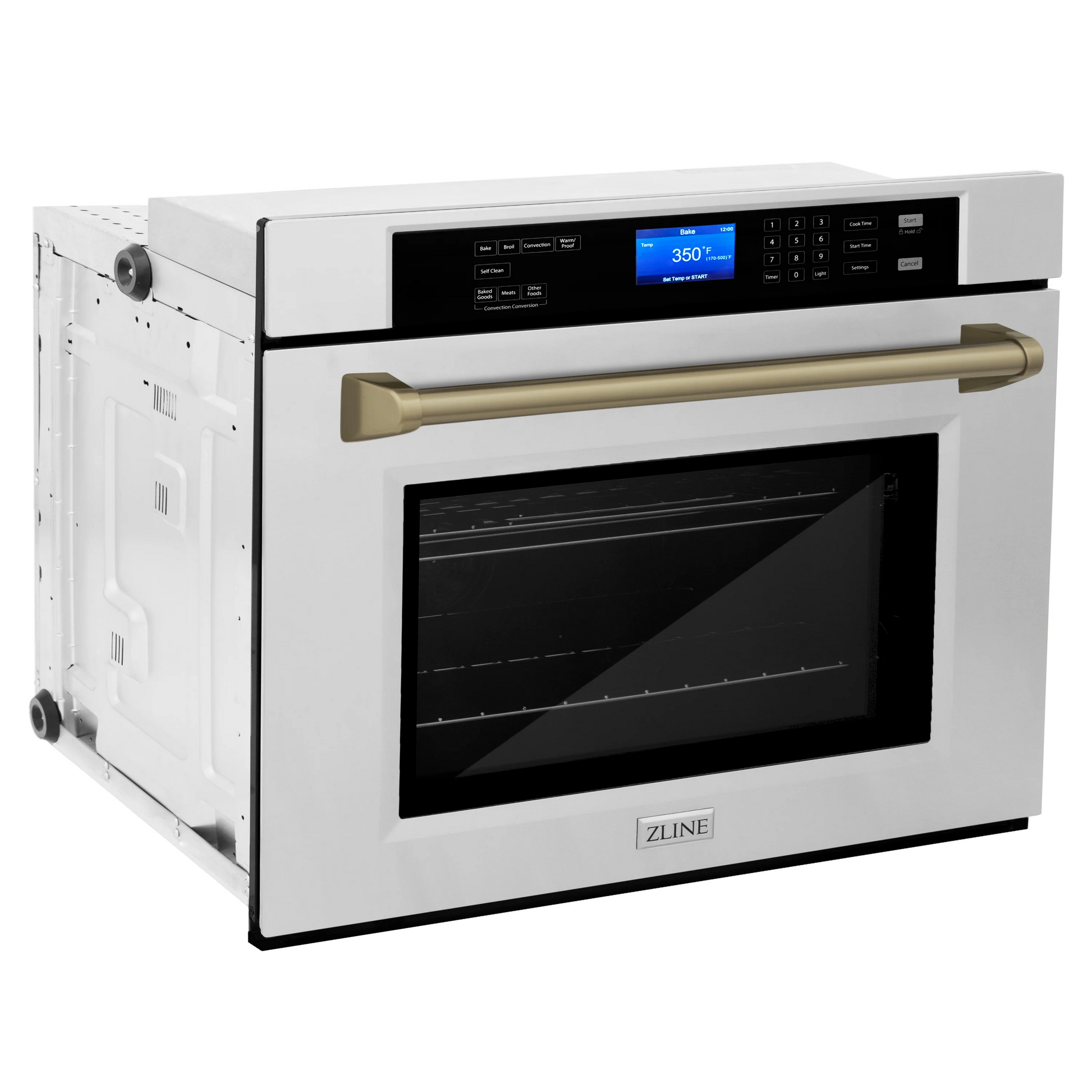 ZLINE Autograph Edition 30" 5.0 cu. ft. Stainless Steel and Champagne Bronze True Convection Self Clean Single Wall Oven