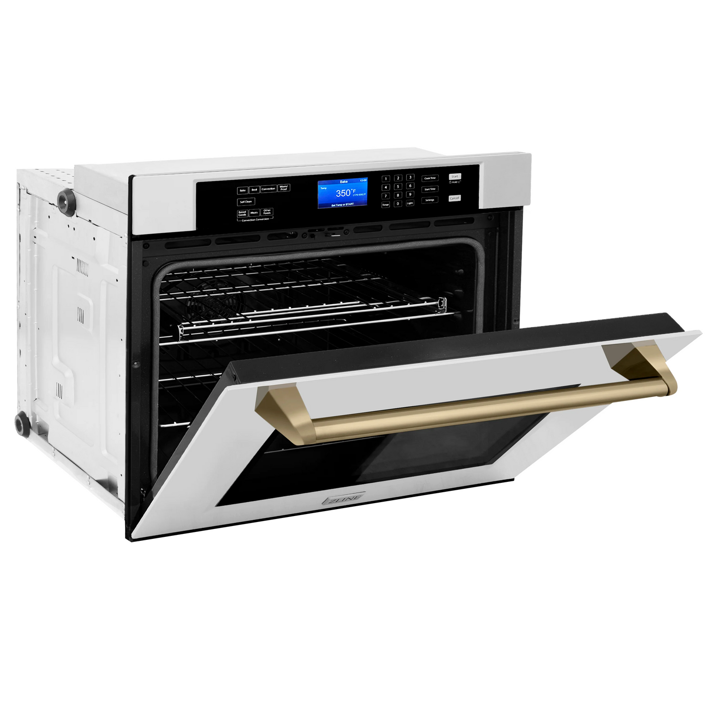 ZLINE Autograph Edition 30" 5.0 cu. ft. Stainless Steel and Champagne Bronze True Convection Self Clean Single Wall Oven