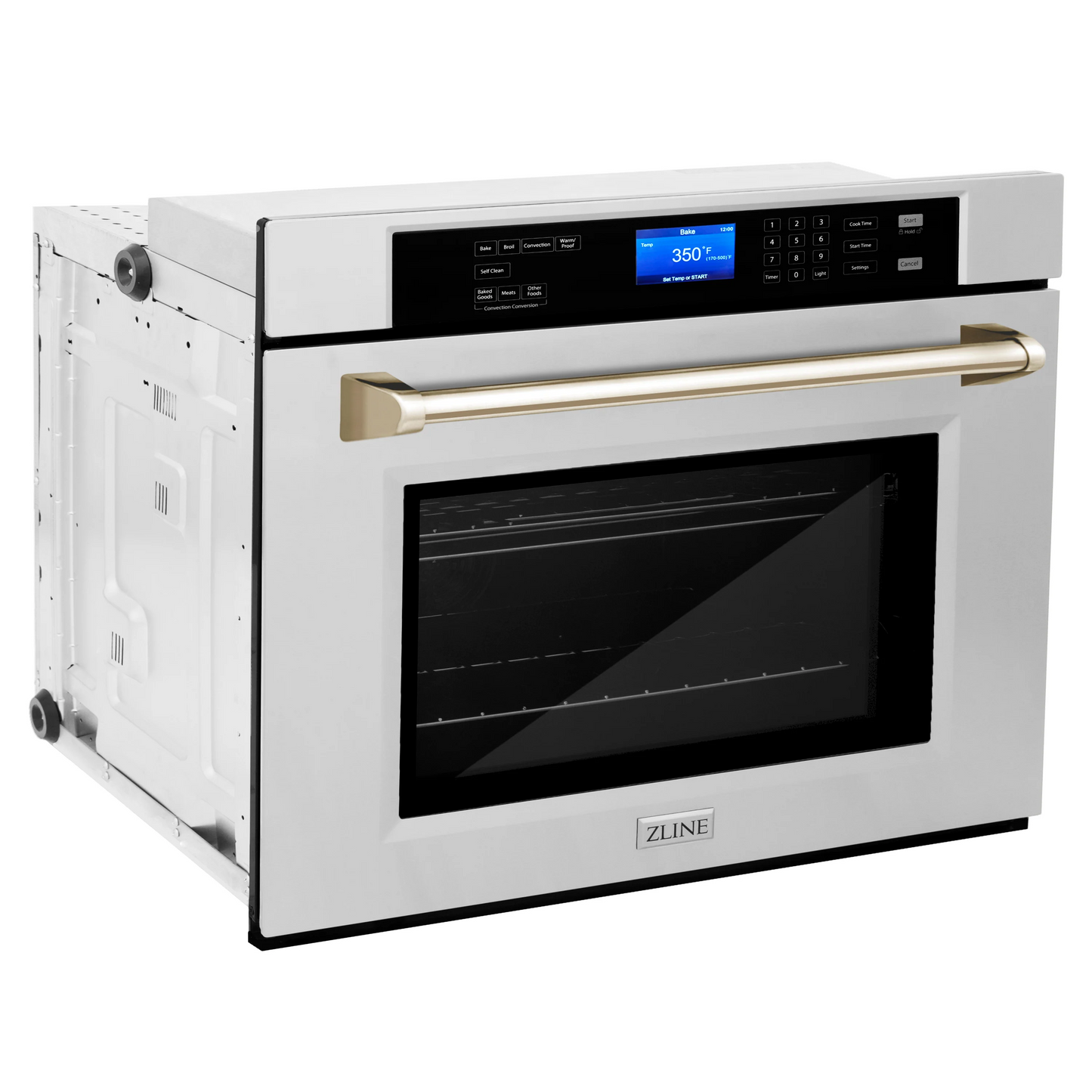 ZLINE Autograph Edition 30" 5.0 cu. ft. Stainless Steel and Gold True Convection Self Clean Single Wall Oven