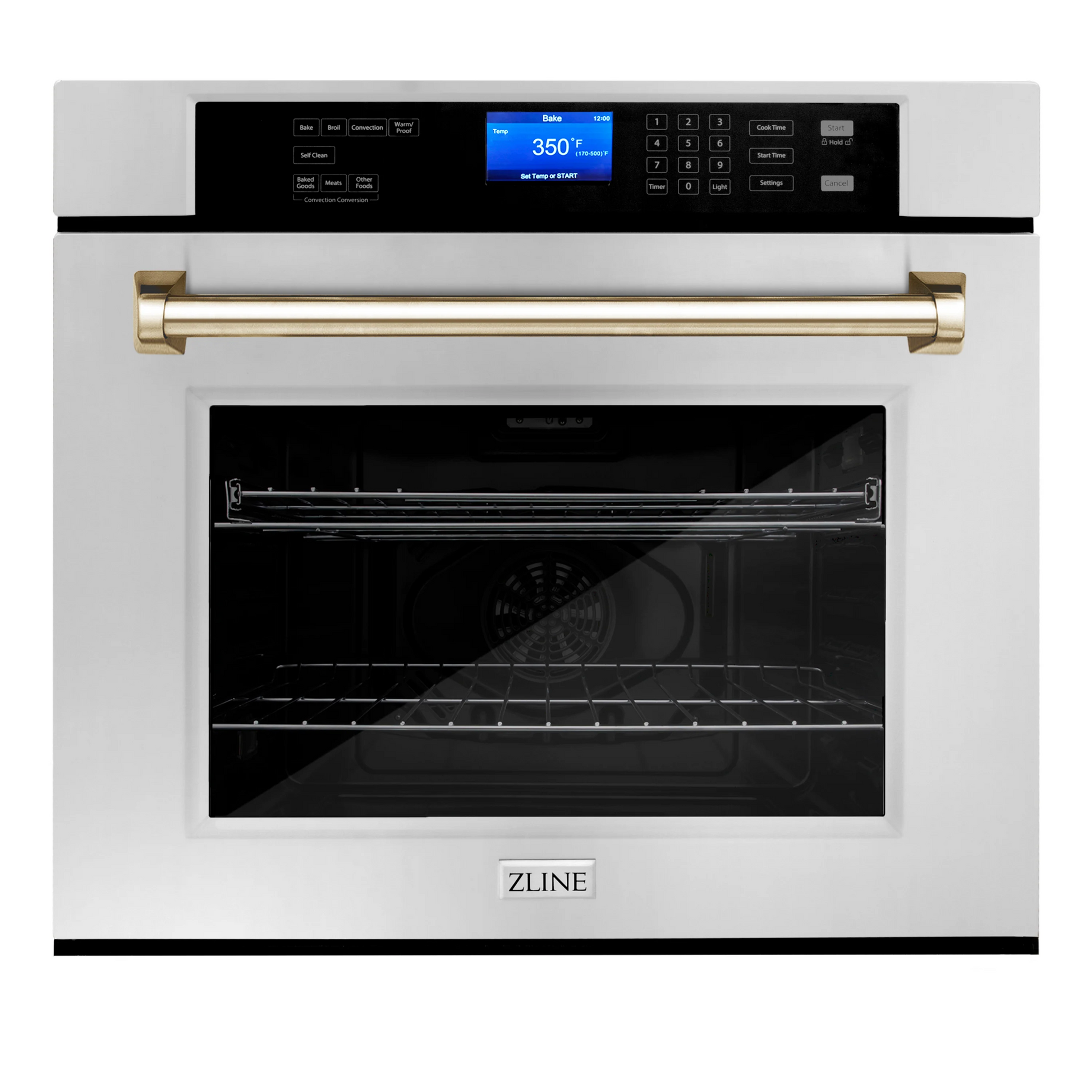 ZLINE Autograph Edition 30" 5.0 cu. ft. Stainless Steel and Gold True Convection Self Clean Single Wall Oven