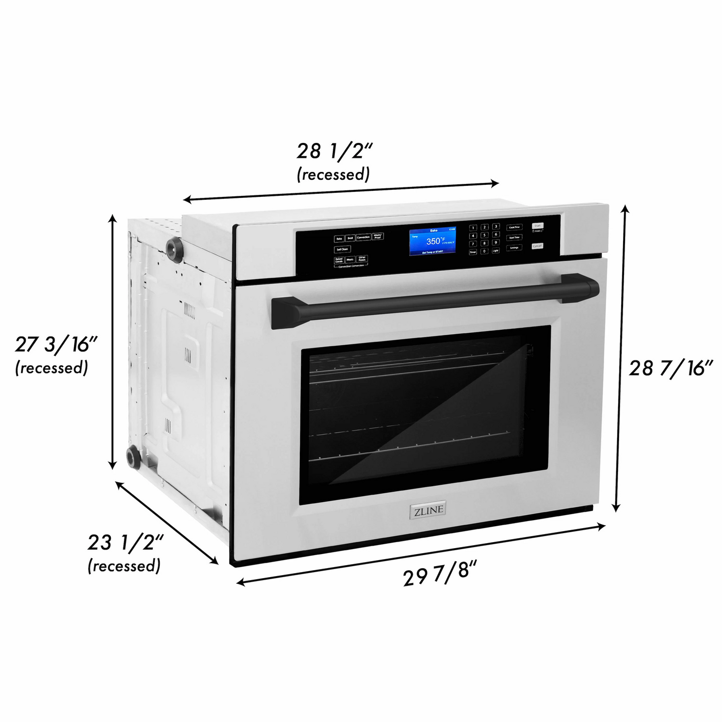 ZLINE Autograph Edition 30" 5.0 cu. ft. Stainless Steel and Matte Black True Convection Self Clean Single Wall Oven