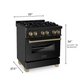 ZLINE Autograph Edition 30" Black Stainless Steel Champagne Bronze Accents 4 Burner Dual Fuel Range With 4.0 cu. ft Electric Oven