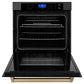 ZLINE Autograph Edition 30" Black Stainless Steel Champagne Bronze Trim Single Wall Oven With Self Clean and True Convection