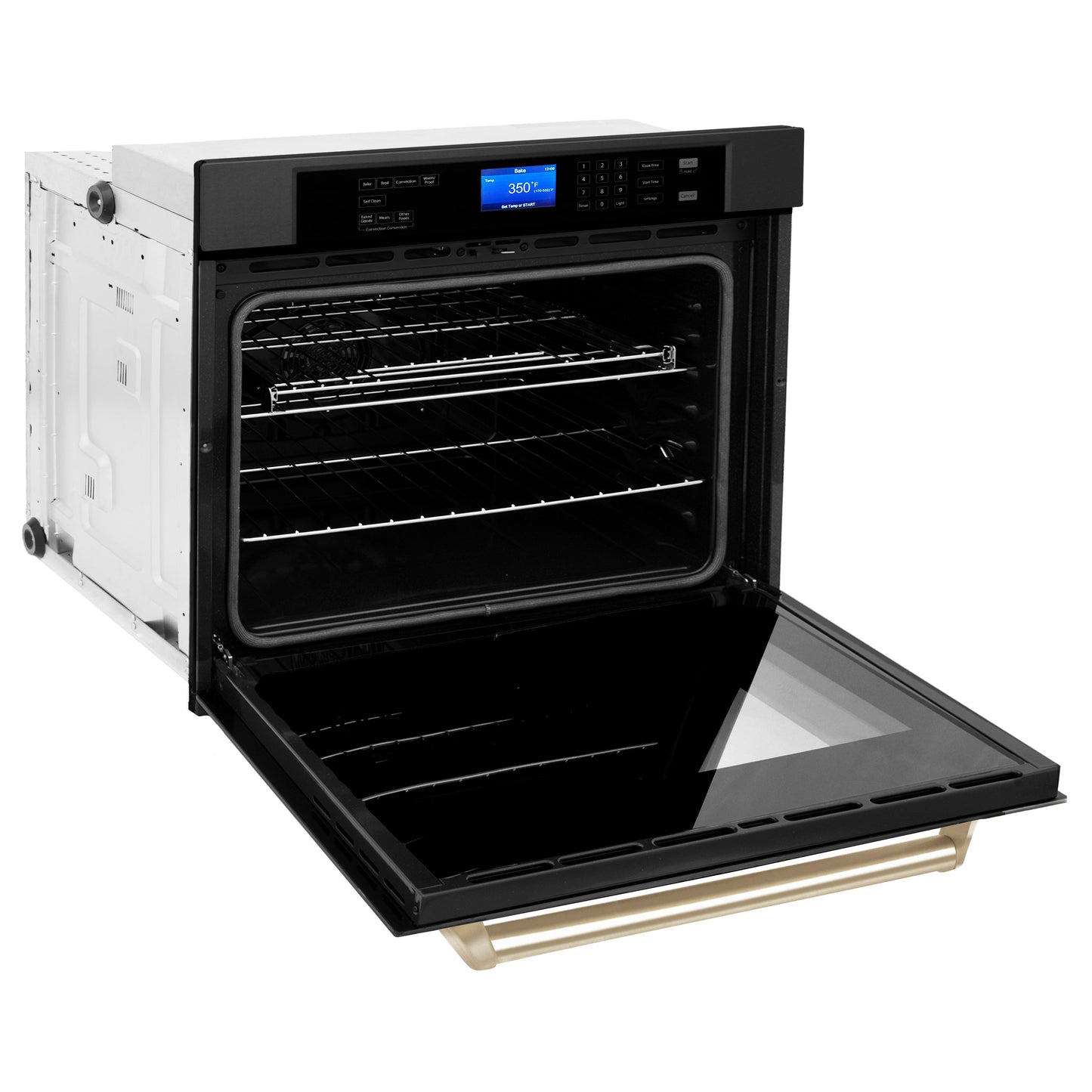 ZLINE Autograph Edition 30" Black Stainless Steel Gold Trim Single Wall Oven With Self Clean and True Convection