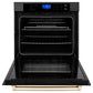 ZLINE Autograph Edition 30" Black Stainless Steel Gold Trim Single Wall Oven With Self Clean and True Convection