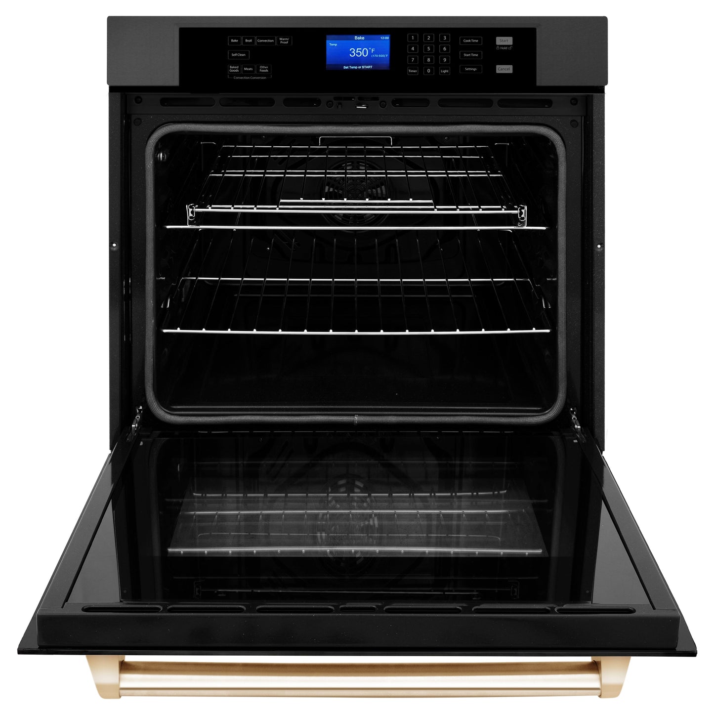 ZLINE Autograph Edition 30" Black Stainless Steel Gold Trim Single Wall Oven With Self Clean and True Convection