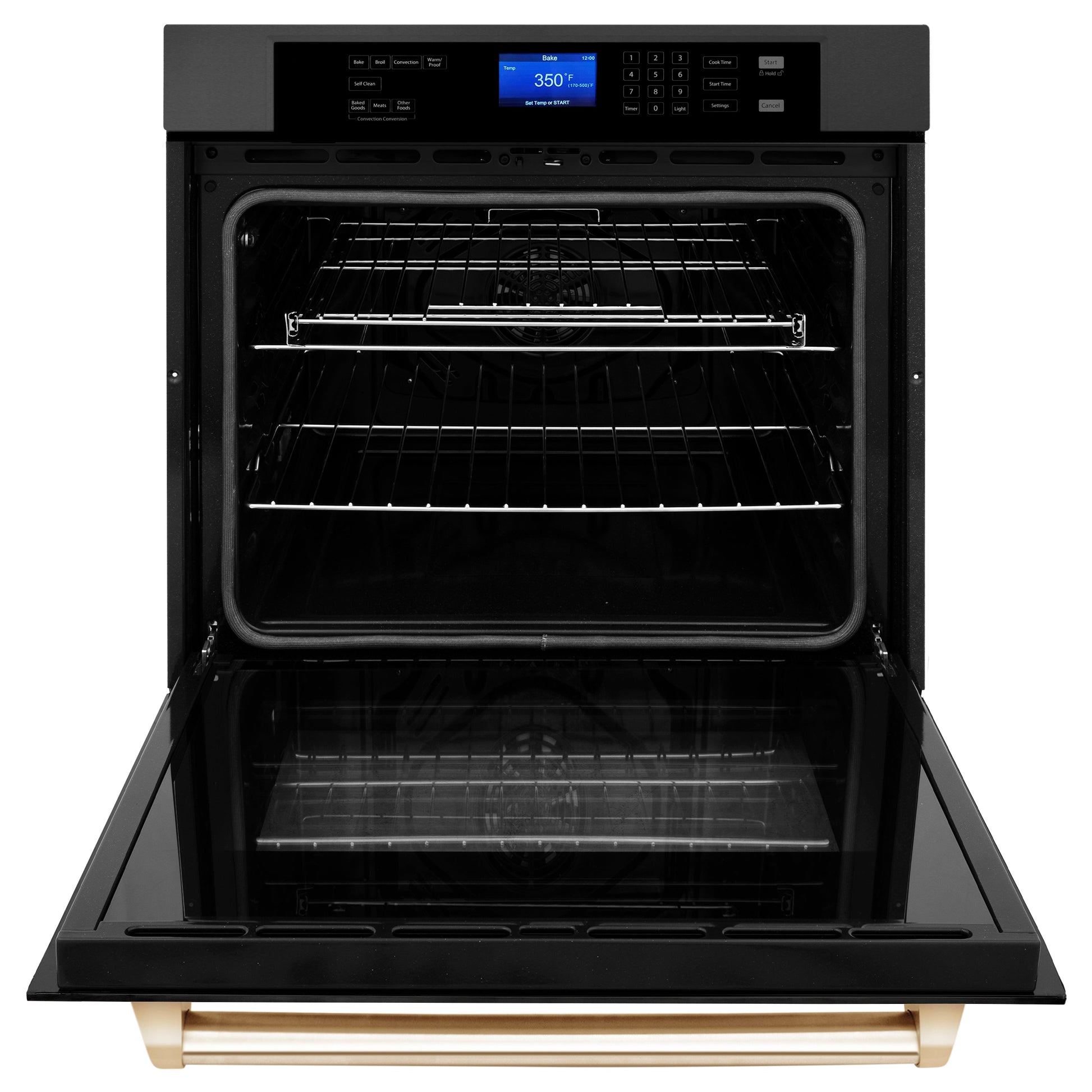 ZLINE Autograph Edition 30" Black Stainless Steel Gold Trim Single Wall Oven With Self Clean and True Convection