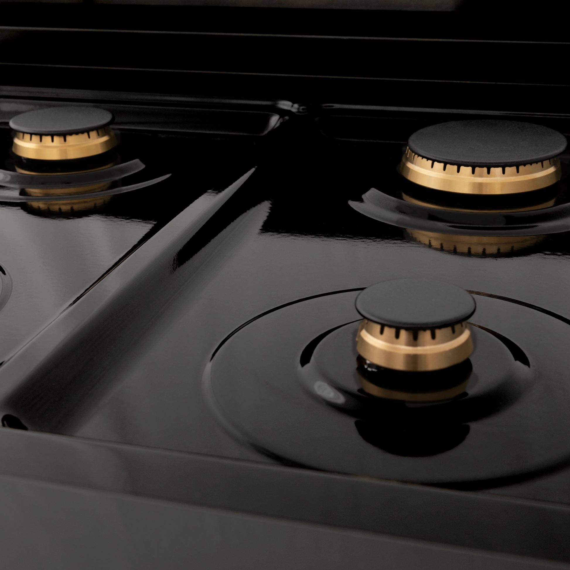 ZLINE Autograph Edition 30" Black Stainless Steel and Champagne Bronze Accents Porcelain 4 Burner Rangetop