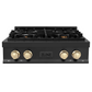 ZLINE Autograph Edition 30" Black Stainless Steel and Gold Accents Porcelain 4 Burner Rangetop