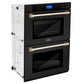 ZLINE Autograph Edition 30" Black Stainless Steel and Gold Double Wall Oven with Self Clean and True Convection